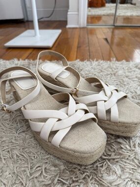 H&M Cream Braided Espadrille Wedge Sandals